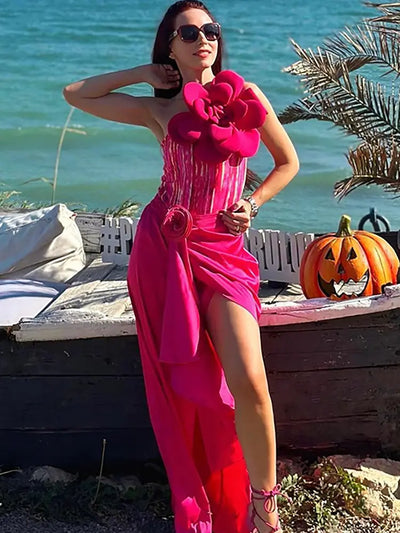 Floral Front Decor Printed One Piece Swimsuit Set