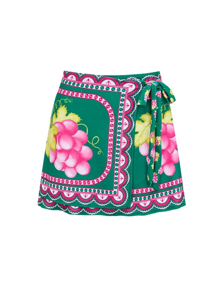 Ruffle Cutout One-Piece Short skirt Set