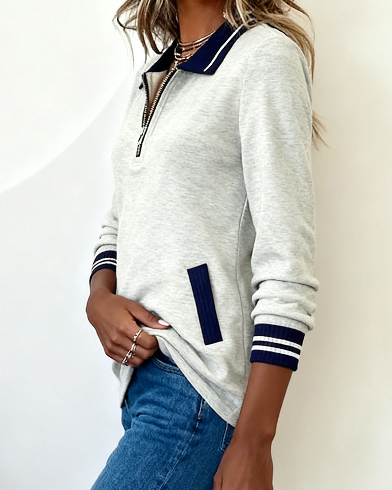 Stella® | Loose Sweatshirt with Lapel and Zipper