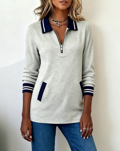 Stella® | Loose Sweatshirt with Lapel and Zipper