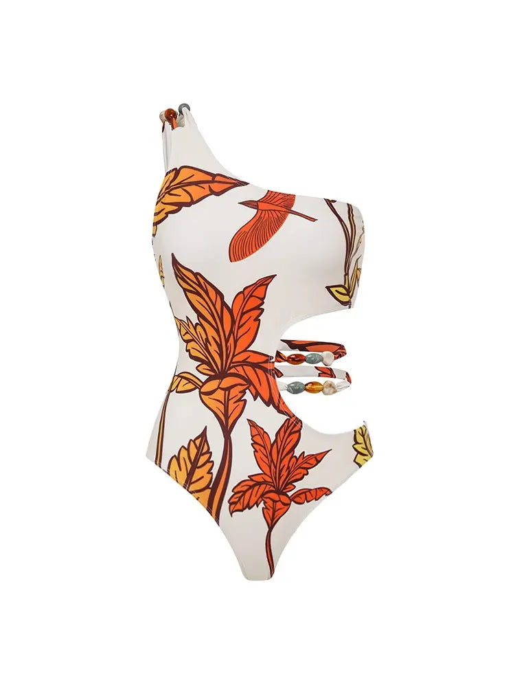 Maple Print Swimsuit Set Trio