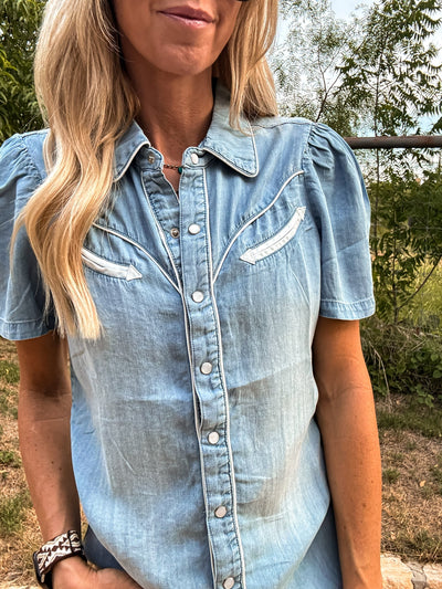 The Booker Western Button Down (Blue)