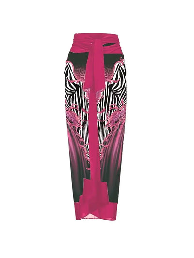 3D Fuchsia Floral Bust Decor Printed Swimsuit