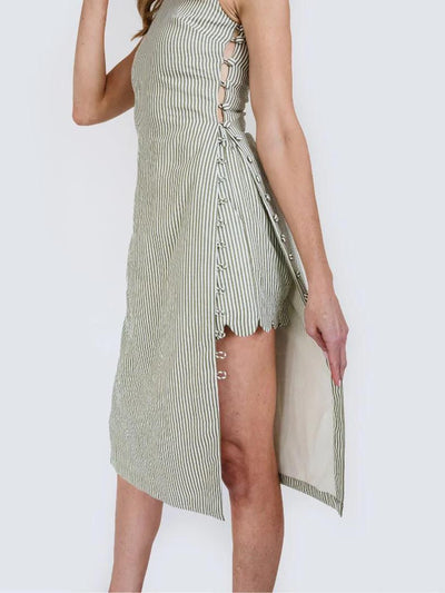 Seersucker Olive Midi Tunic Shorts Sets