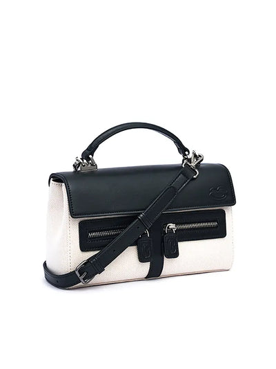 New Pebbled Leather & Canvas Shoulder Crossbody Tote