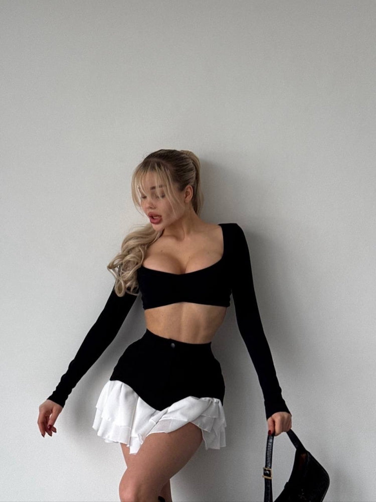 Sexy Paneled Mini Skirt