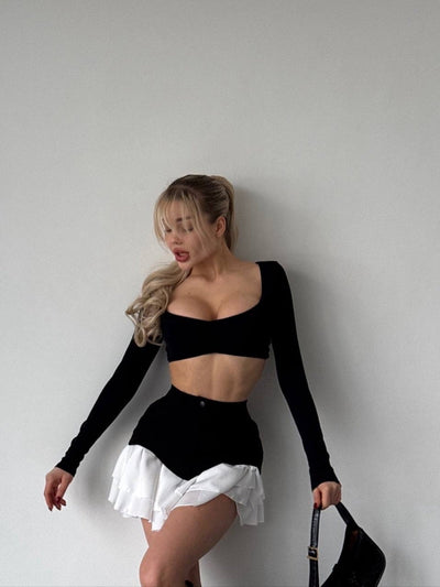 Sexy Paneled Mini Skirt