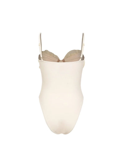 Floral Appliqué Solid One-Piece Swimsuit