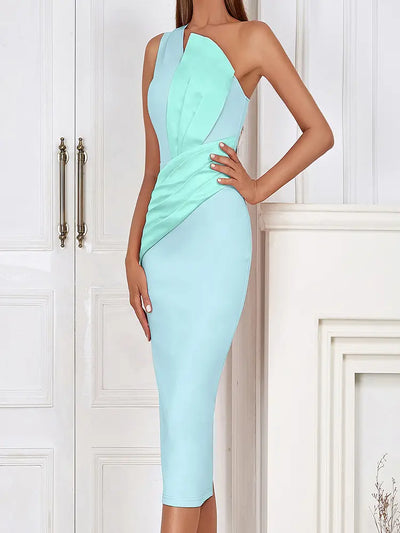 One-Shoulder Pink Asymmetrical Evening Gown