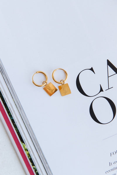 18K Gold Plated Crimson Heart Earrings Gold