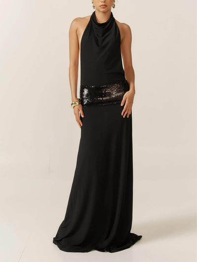 Adele Halter Black Gown