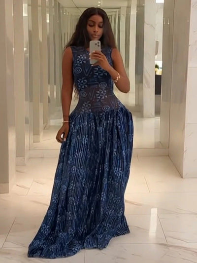 Adinkra Pleated Maxi Dress