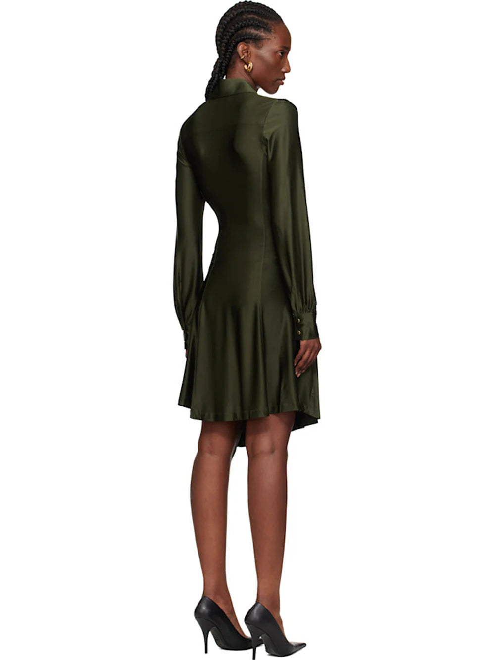 Asymmetric Satin Shirt Midi Dress