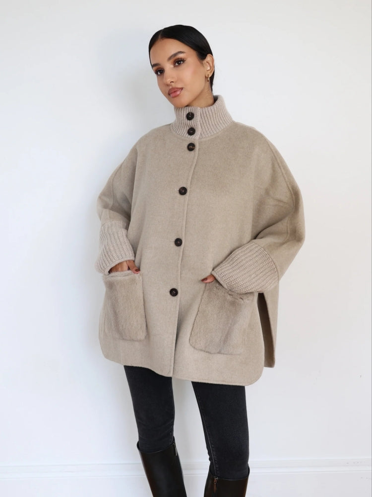 Vintage High Neck Cashmere Blend Coat