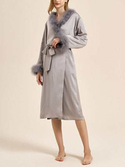 Bettie Page Lilac Feather Robe