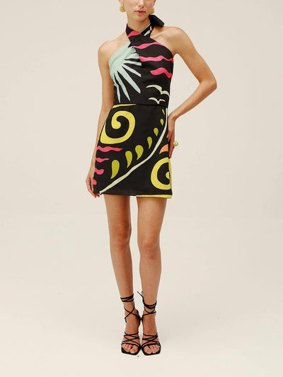 Veneta Backless Halter Mini Dress