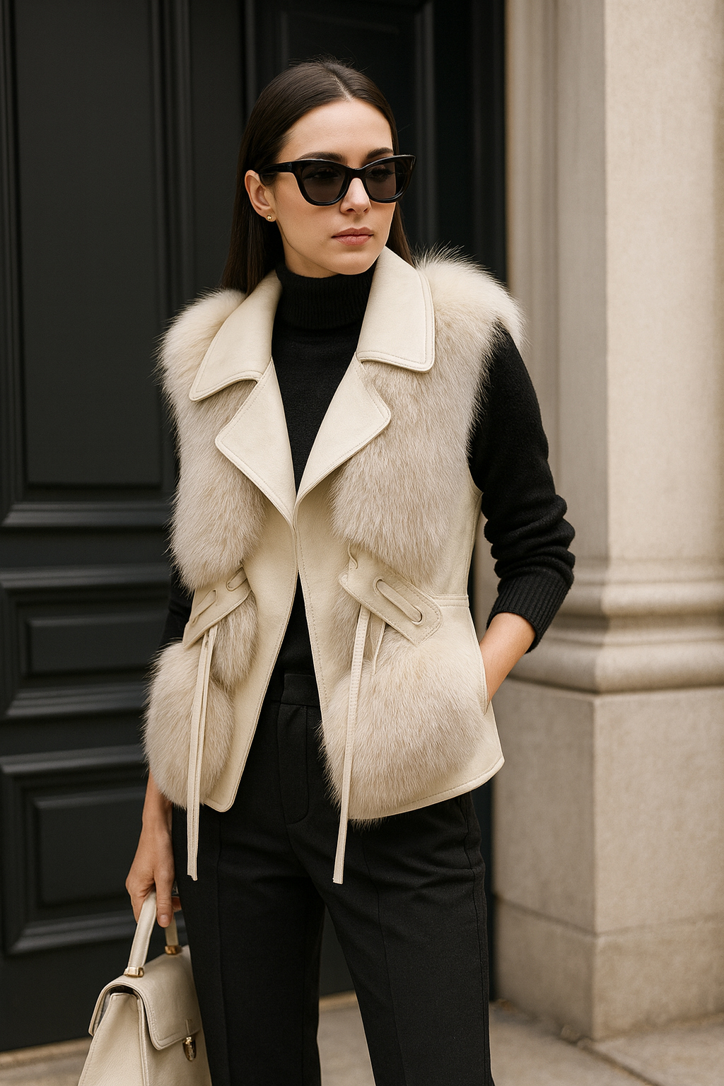Ivory Frost Luxe Faux-Fur Vest