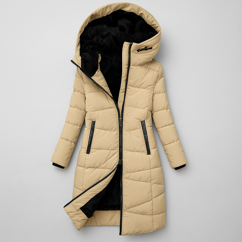 Florentina Long Quilted Hooded Coat