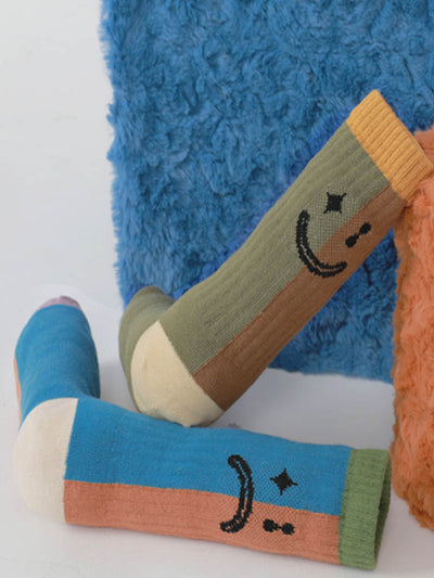 Color Block Asymmetrical Cotton Socks
