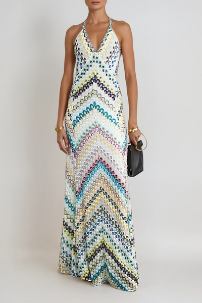 Daouda Spaghetti Backless Maxi Dress In Green