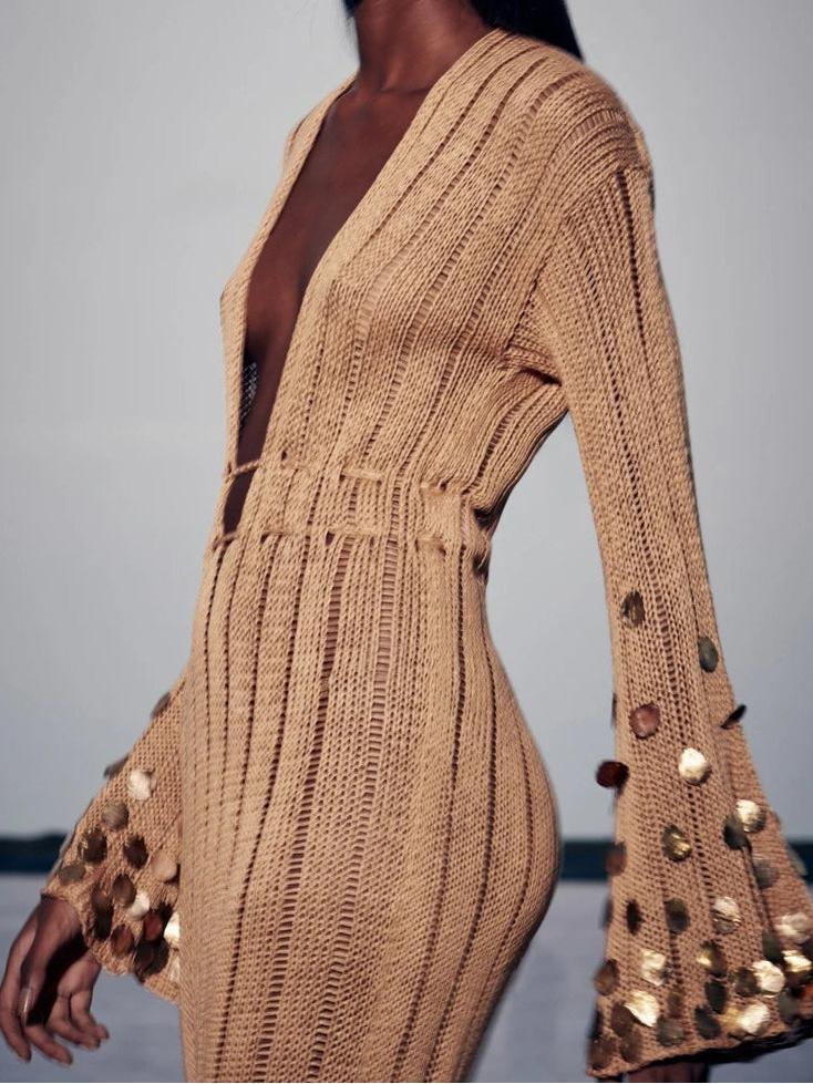 Dolly Gold Knit Maxi Dress