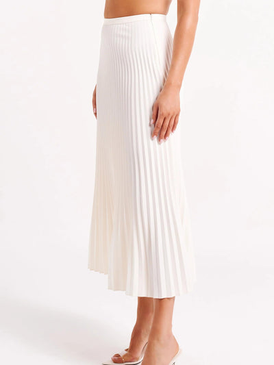 Crepe Knit Cravat Top & Pleated Suiting Maxi Skirt