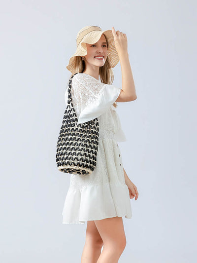 Wooden Bead Bucket Bag