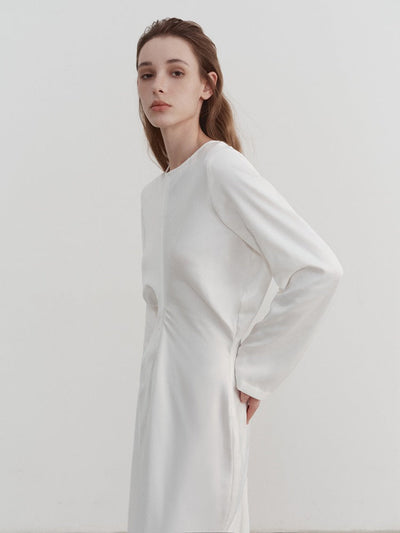 Waist-Cinched Pleated Dress