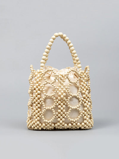 Handwoven Wooden Bead Tote Bag