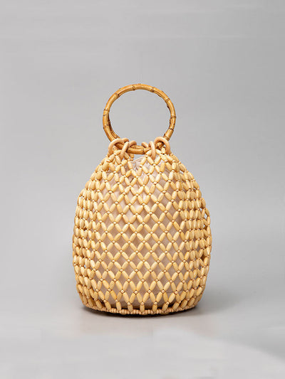 Handcrafted Wooden Bead Barrel Bag