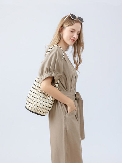 Wooden Bead Bucket Bag