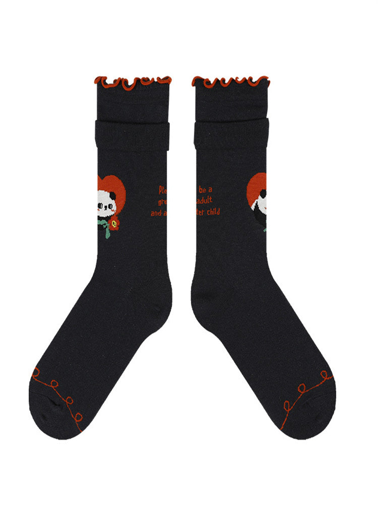Cartoon Panda Pattern Cotton Socks