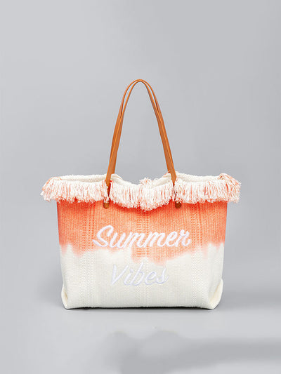 Two-Tone Embroidered Tote Bag