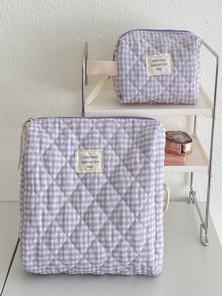 Blueberry Grid Makeup Bag