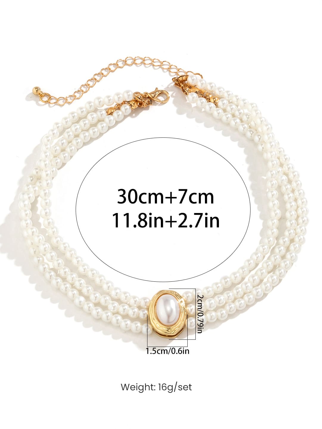 Short faux pearl and turquoise bead necklace