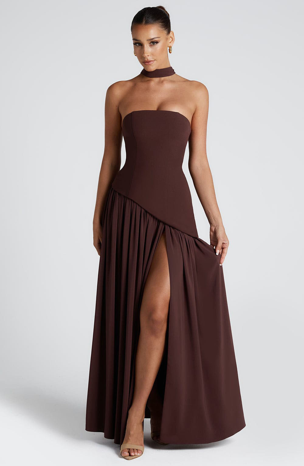 STRAPLESS SLIT DRESS