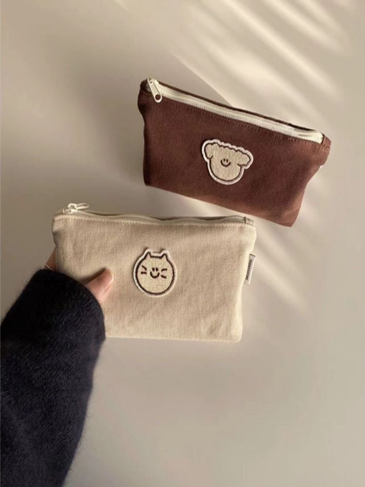 Cat and Dog Canvas Pencil Case