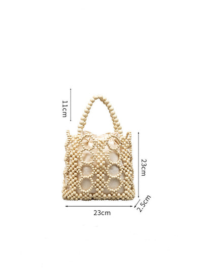 Handwoven Wooden Bead Tote Bag