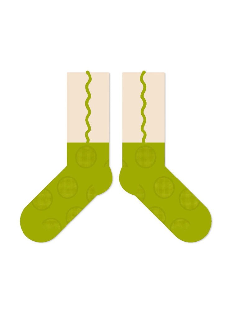 Wavy Edge Colorful Striped Cotton Socks
