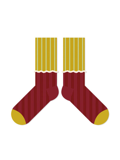 Wavy Edge Colorful Striped Cotton Socks