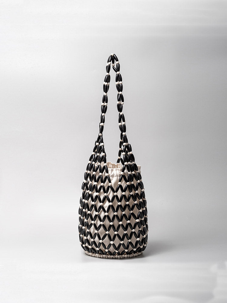 Wooden Bead Bucket Bag