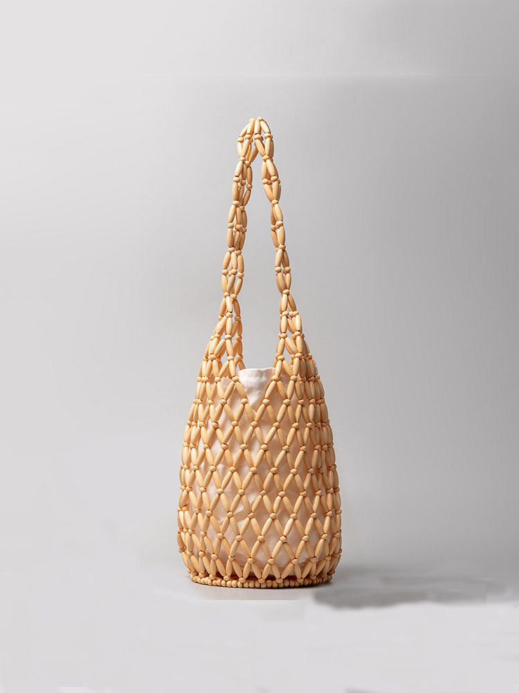 Wooden Bead Bucket Bag