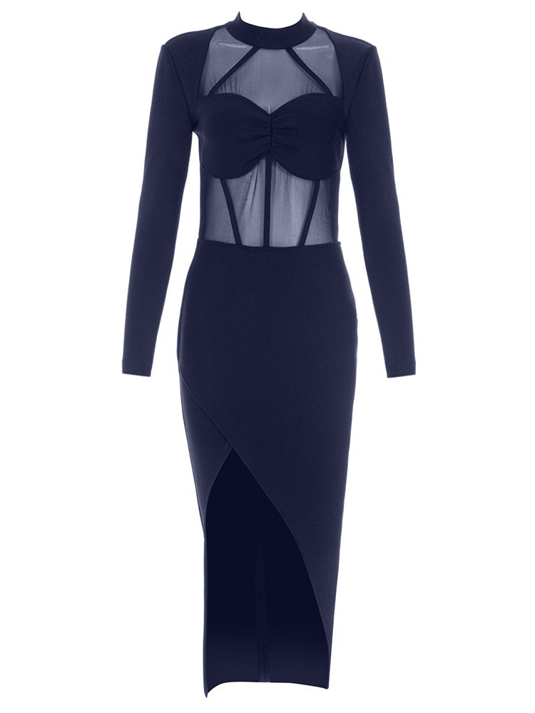 Bandage Mesh Bodycon Dress