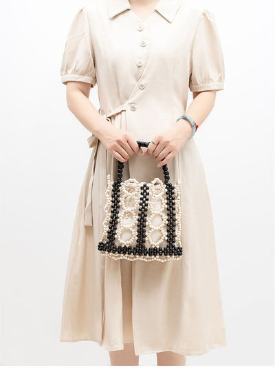 Handwoven Wooden Bead Tote Bag