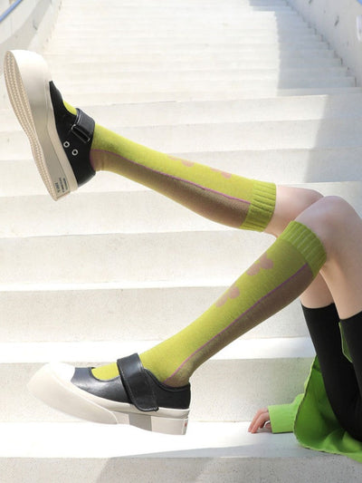 Cartoon Flower Pattern Cotton Socks