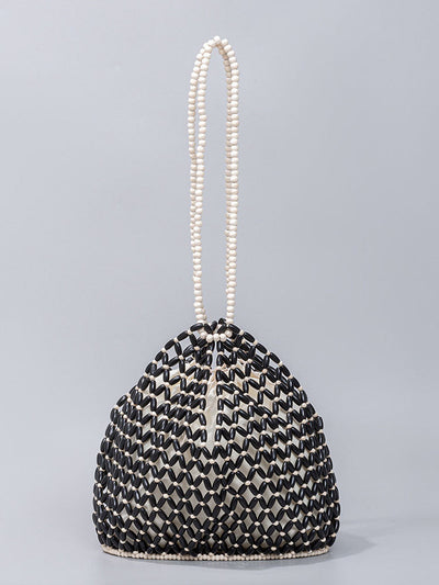 Handcrafted Wooden Bead Woven Tote Bag