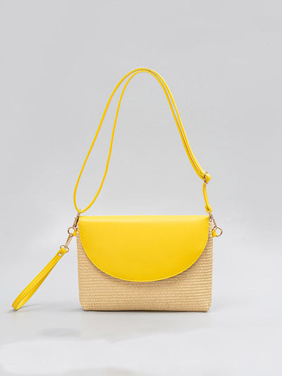 Detachable Shoulder Strap Grass Woven Clutch