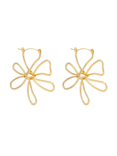 Fashionable Metal Glossy Large Flower Earrings