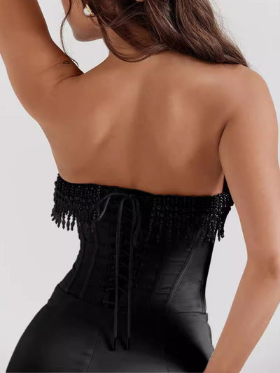 Pearl - Embellished Slit Gown