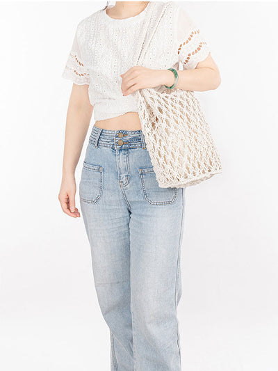 Cotton Thread Woven Fishnet Bag